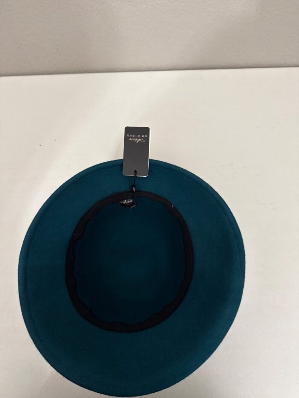 Asdaro Teal Wool Cloche Hat Black Band Rhinestone NEW - Picture 6 of 9